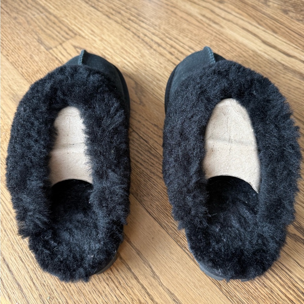 UGG Black Suede Shearling Slippers - Picture 4 of 7